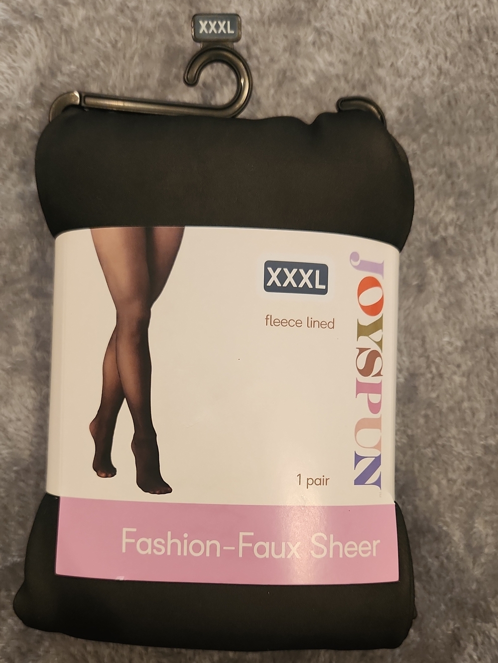 Joyspun Women's XXXL Black Fleece-Lined Fashion Tights